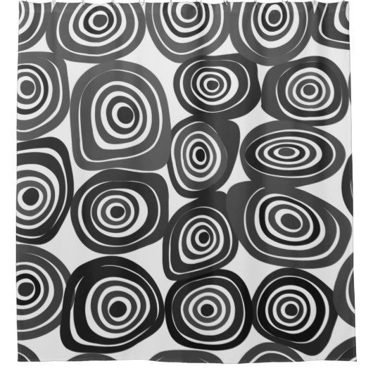 Rideaux De Douche Motif de formes abstraites en noir et blanc (Devant)