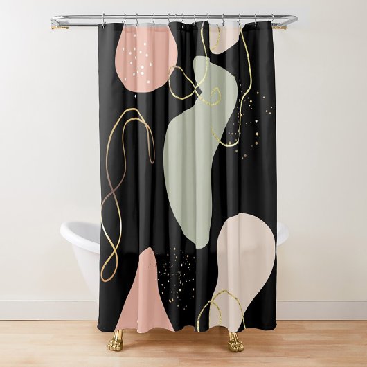 Rideaux De Douche Motif de formes organiques géométriques Boho Abstr