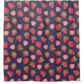 Rideaux De Douche Motif de fraises bleu marine (Devant)