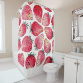 Rideaux De Douche Motif de fraises d'aquarelle. (En situation)