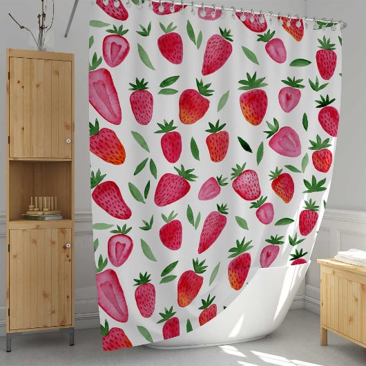 Rideaux De Douche Motif de fraises d'aquarelle mignonne