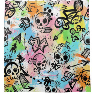 Rideaux De Douche Motif de graffiti urbain coloré (6)
