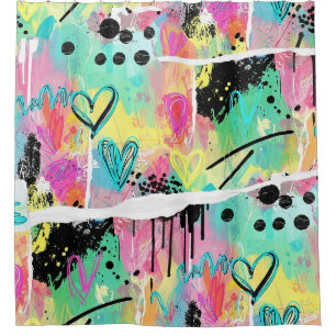 Rideaux De Douche Motif de graffiti urbain coloré (7)
