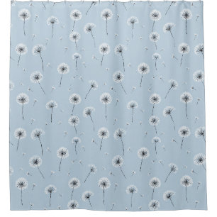 Rideaux De Douche Motif de graines de pissenlit minimaliste Bleu (2)