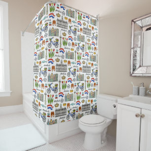 Rideaux De Douche Motif de griffonnage de Netherland