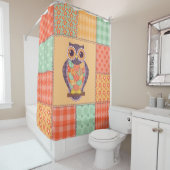Rideaux De Douche Motif de hibou en patchwork sans couture. arrière  (En situation)