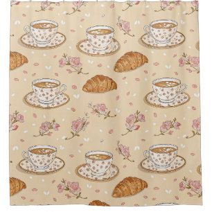 Rideaux De Douche Motif de housse de café Fleur de Cerisier (2)