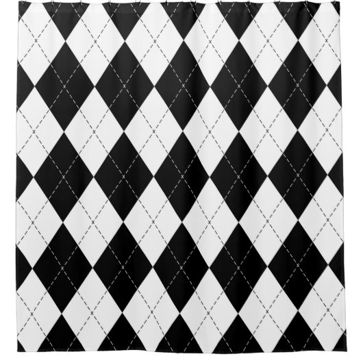 Rideaux De Douche Motif de Jacquard géométrique noir blanc (Devant)