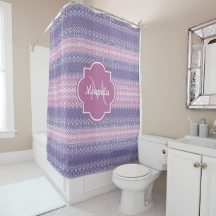 Rideaux De Douche Motif de Knit violet élégant avec Monogramme et no