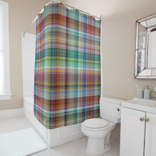 Rideaux De Douche Motif de la bande de plaid colorée de Madras