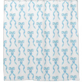 Rideaux De Douche Motif de la Bow Bleue Aquarelle (Devant)