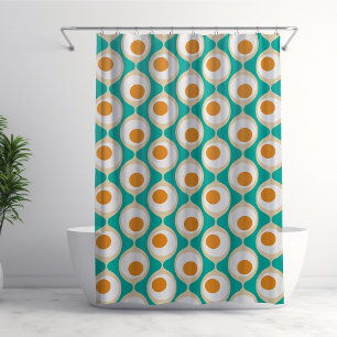 Rideaux De Douche Motif de la chaîne de bulles rétro en Turquoise, o