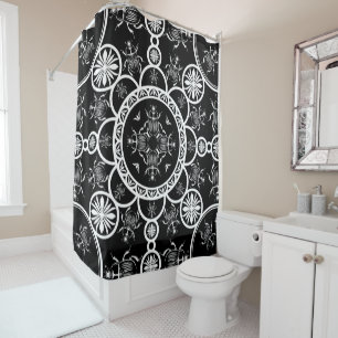 Rideaux De Douche Motif de ligne de carreaux de scarabée avec fond n