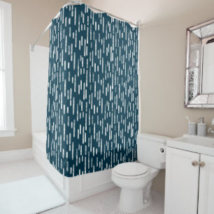 Rideaux De Douche Motif de lignes arrondies blanches/bleues foncées
