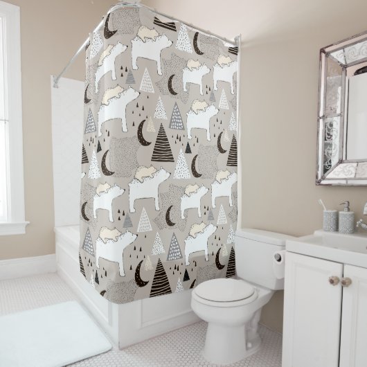 Rideaux De Douche Motif de l'ours de bois du mignon Doodland (En situation)