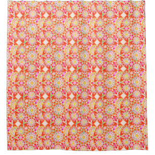Rideaux De Douche Motif de mandala, rouge de corail, rose, or