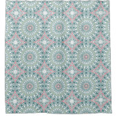 Rideaux De Douche Motif de mandala sarcelle et corail (Devant)