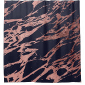 Rideaux De Douche Motif de marbre chic moderne rose de bleu marine (Devant)