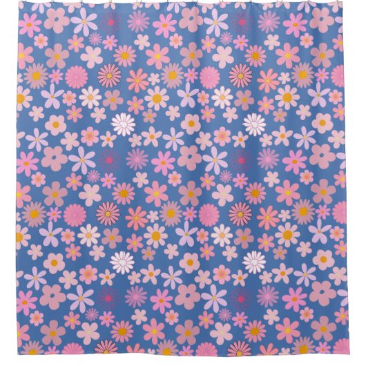 Rideaux De Douche Motif de marguerite rose 01.bw LBlue BG (Devant)