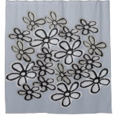 Rideaux De Douche Motif de marguerites noir et blanc (Devant)