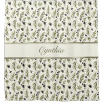 Motif de monogramme à l'olive de campagne à l'aqua