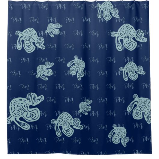 Rideaux De Douche Motif de monogramme abstrait (Devant)