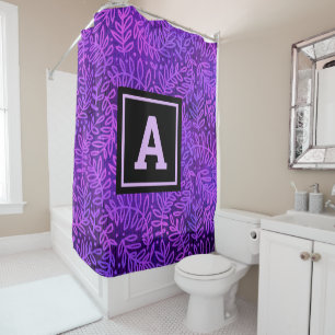 Rideaux De Douche Motif de monogramme ombré violet moderne gras