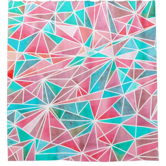 Rideaux De Douche Motif de mosaïque abstraite aquarelle (Devant)