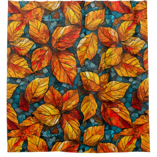 Rideaux De Douche Motif de mosaïque d'automne (Devant)