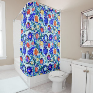 Rideaux De Douche Motif de mosaïque multicolore inspiré par Gaudi