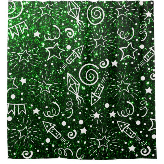 Rideaux De Douche Motif de Noël blanc vert (Devant)