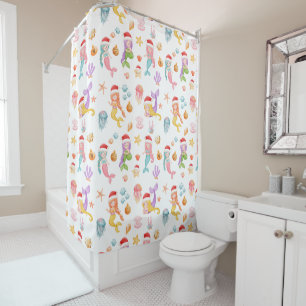 Rideaux De Douche Motif de Noël de la sirène