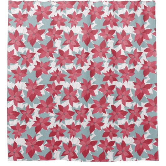 Rideaux De Douche Motif de Noël moderne Poinsettia (Devant)
