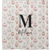 Rideaux De Douche Motif de Noël Monogramme noir Script moderne (Devant)