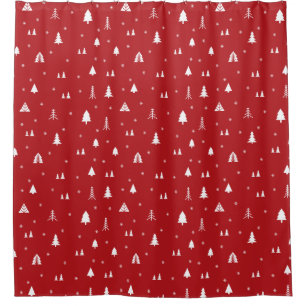 Rideaux De Douche Motif de Noël rouge uni personnalisé