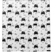 Rideaux De Douche Motif de notes musicales et de piano grand personn (Devant)