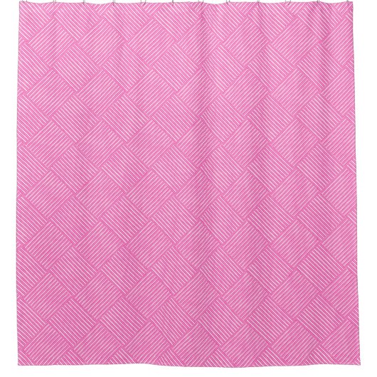 Rideaux De Douche Motif de panier pour filles rose et blanche (Devant)