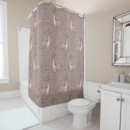 Rideaux De Douche motif de paon (En situation)