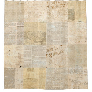 Rideaux De Douche Motif de papier journal grunge vieux journal retou