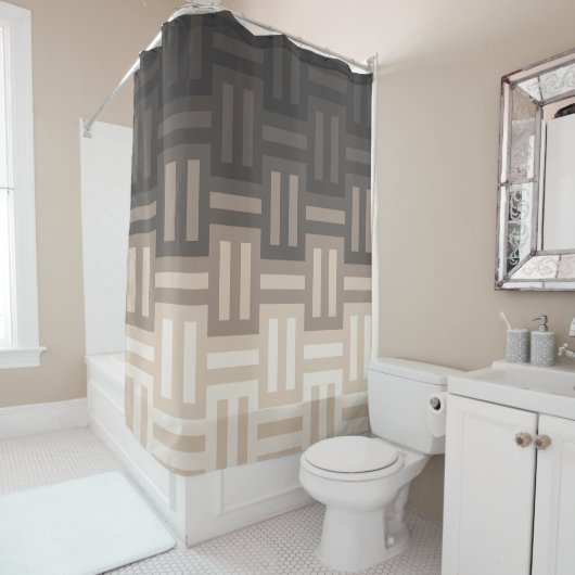Rideaux De Douche Motif de patchwork de nuances de neutres chauds (En situation)