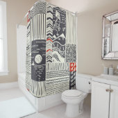 Rideaux De Douche Motif de patchwork sans couture de doodles abstrai (En situation)