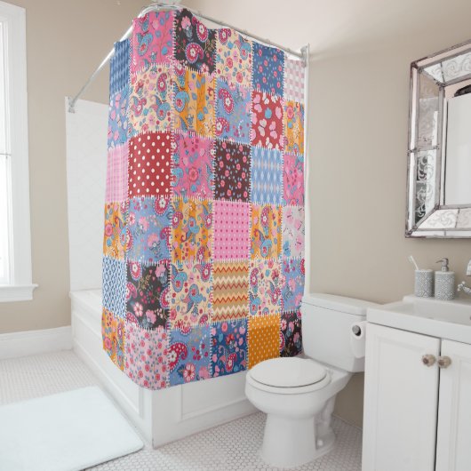 Rideaux De Douche Motif de patchwork transparent (En situation)