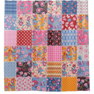 Rideaux De Douche Motif de patchwork transparent