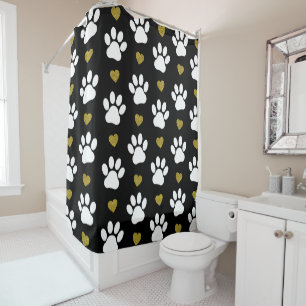 Rideaux De Douche Motif De Pâtes, Pâtes De Chien, Pâtes Blanches, Co