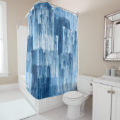 Rideaux De Douche Motif de peinture Abstrait bleu (En situation)