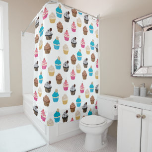 Rideaux De Douche Motif de petits gâteaux colorés