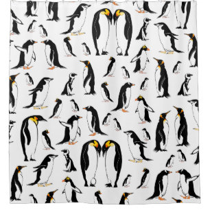 Rideaux De Douche Motif de pingouin noir et blanc