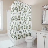 Rideaux De Douche Motif de pins rustiques (En situation)