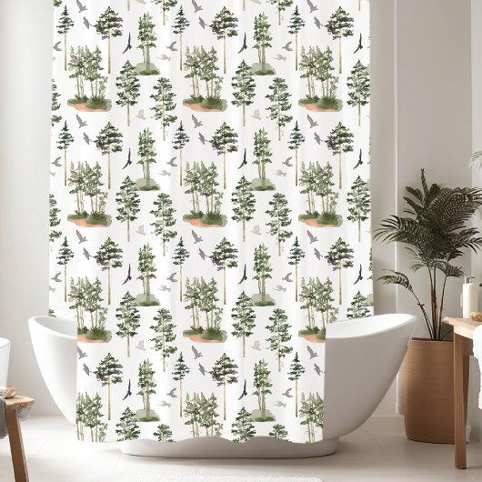 Rideaux De Douche Motif de pins rustiques