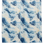 Rideaux De Douche Motif de plage Blue Abstrait Waves (Devant)